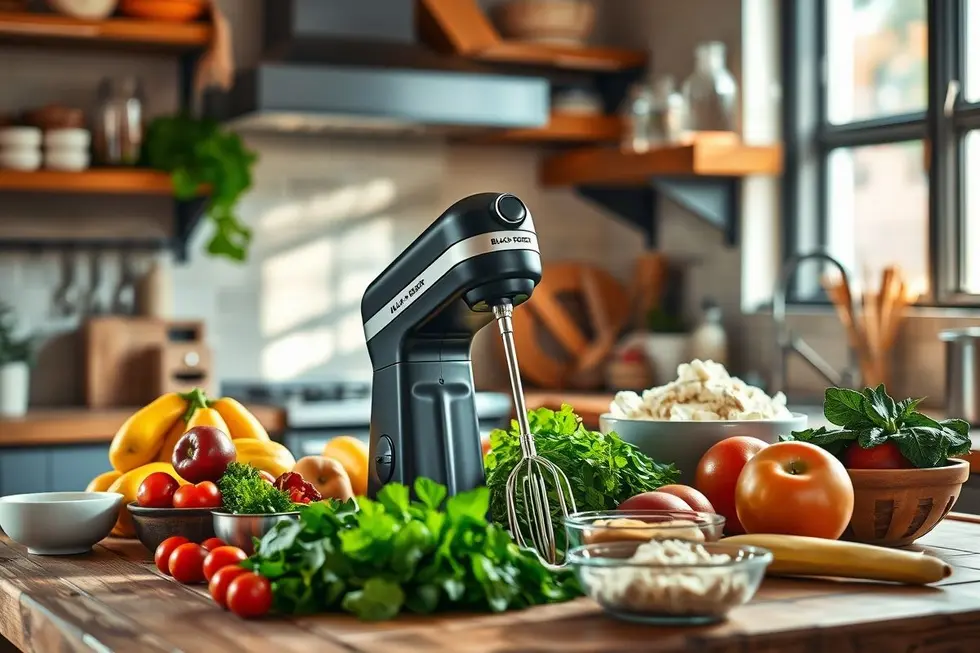 Cenário de cozinha com o misturador BLACK+DECKER M150.