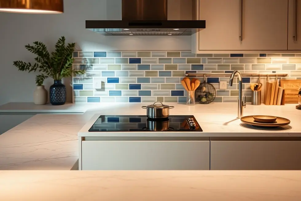 Cozinha moderna com o Suggar Depurador de Ar Slim.