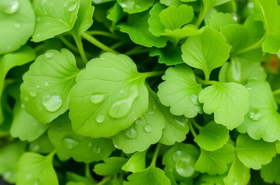 Bunch of fresh watercress with water droplets